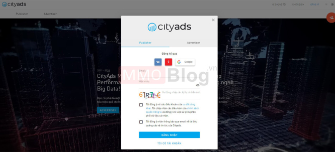 Hướng dẫn từng bước đăng ký tại CityAds